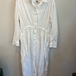 100% cotton White Button-Down Dress